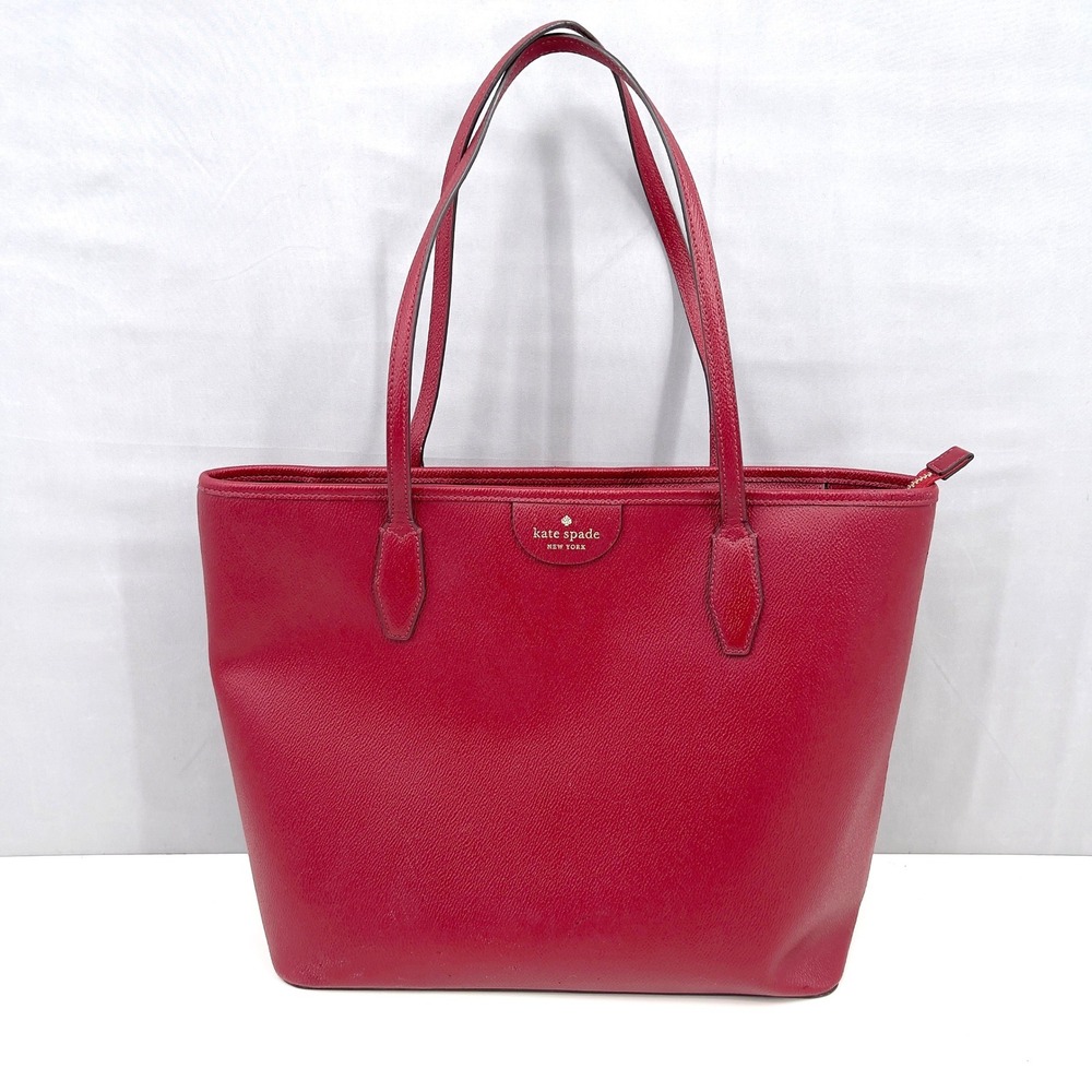 Kate Spade NY Lori Large Red Pebbled Leather Zip Tote Shoulder Bag D411 - Picture 5 of 10